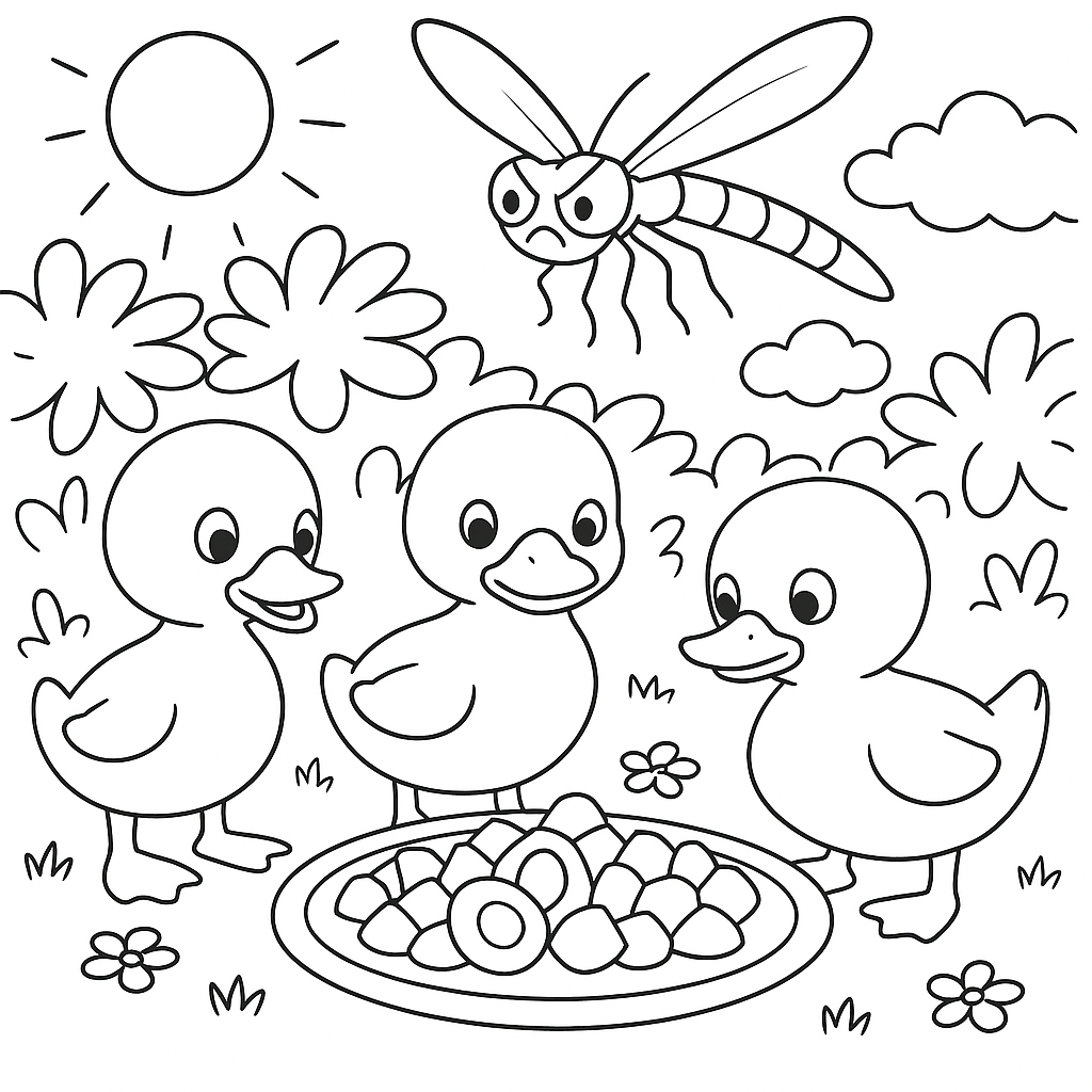 Раскраска по сказке "Храбрый утёнок"