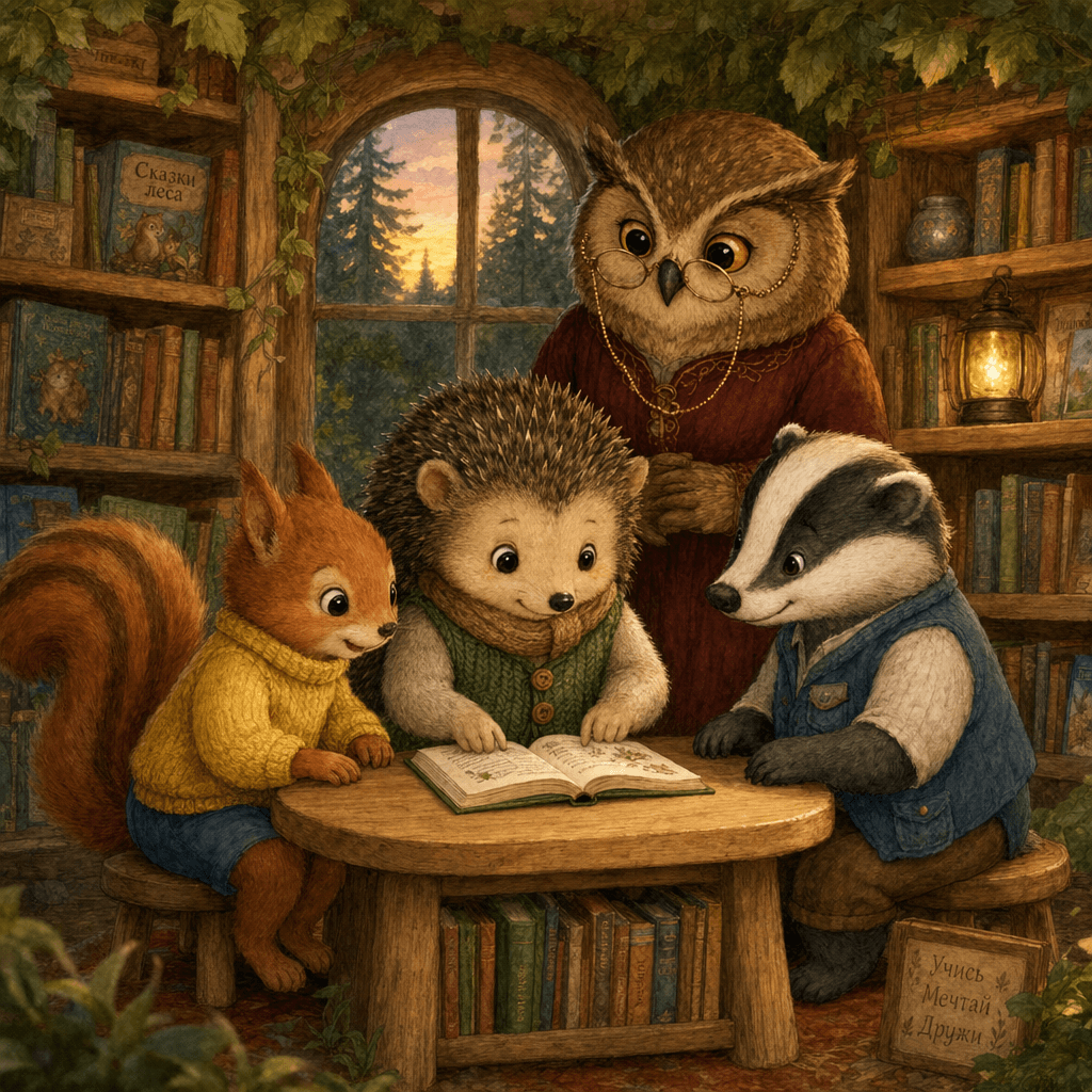 Бельчонок учится читать вместе с друзьями