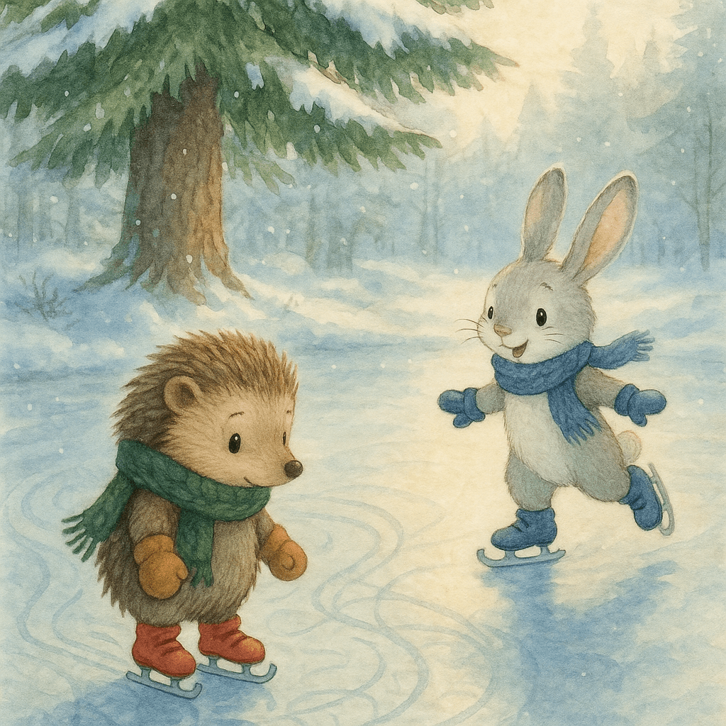 Ёжик и Зайчонок на лесном катке