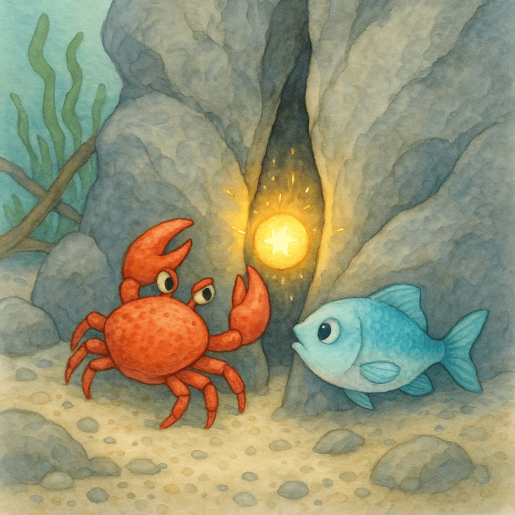 В каменной щели вспыхивает найденная звёздочка