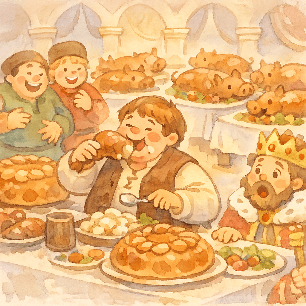 Объедало уписывает быков и хлебы