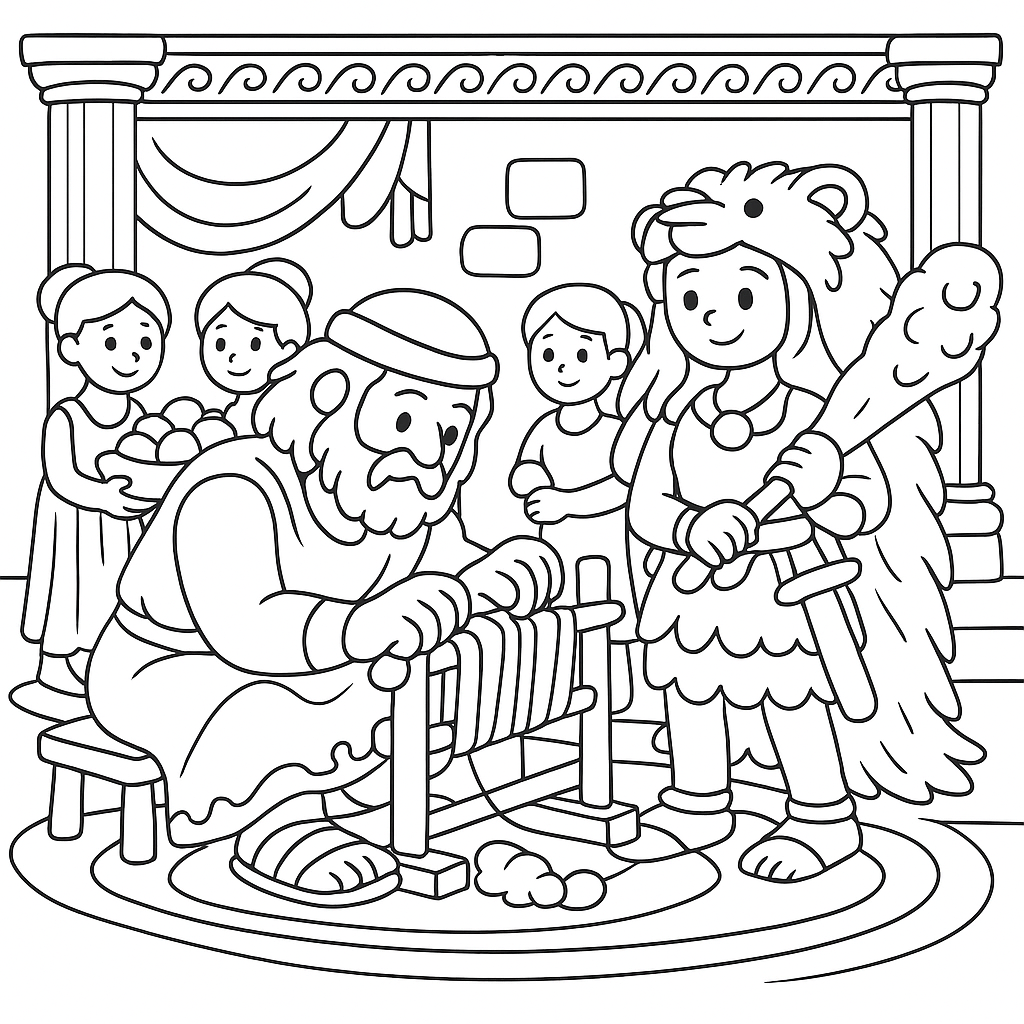 Раскраски: Геракл у омфалы