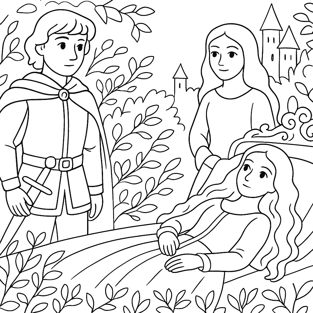 Раскраска по сказке "Спящая красавица"