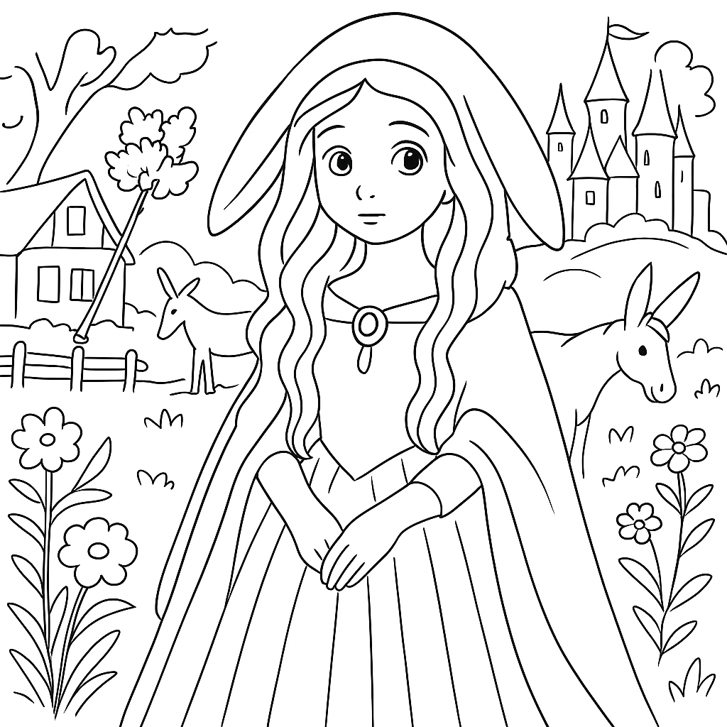 Раскраска по сказке "Ослиная шкура"