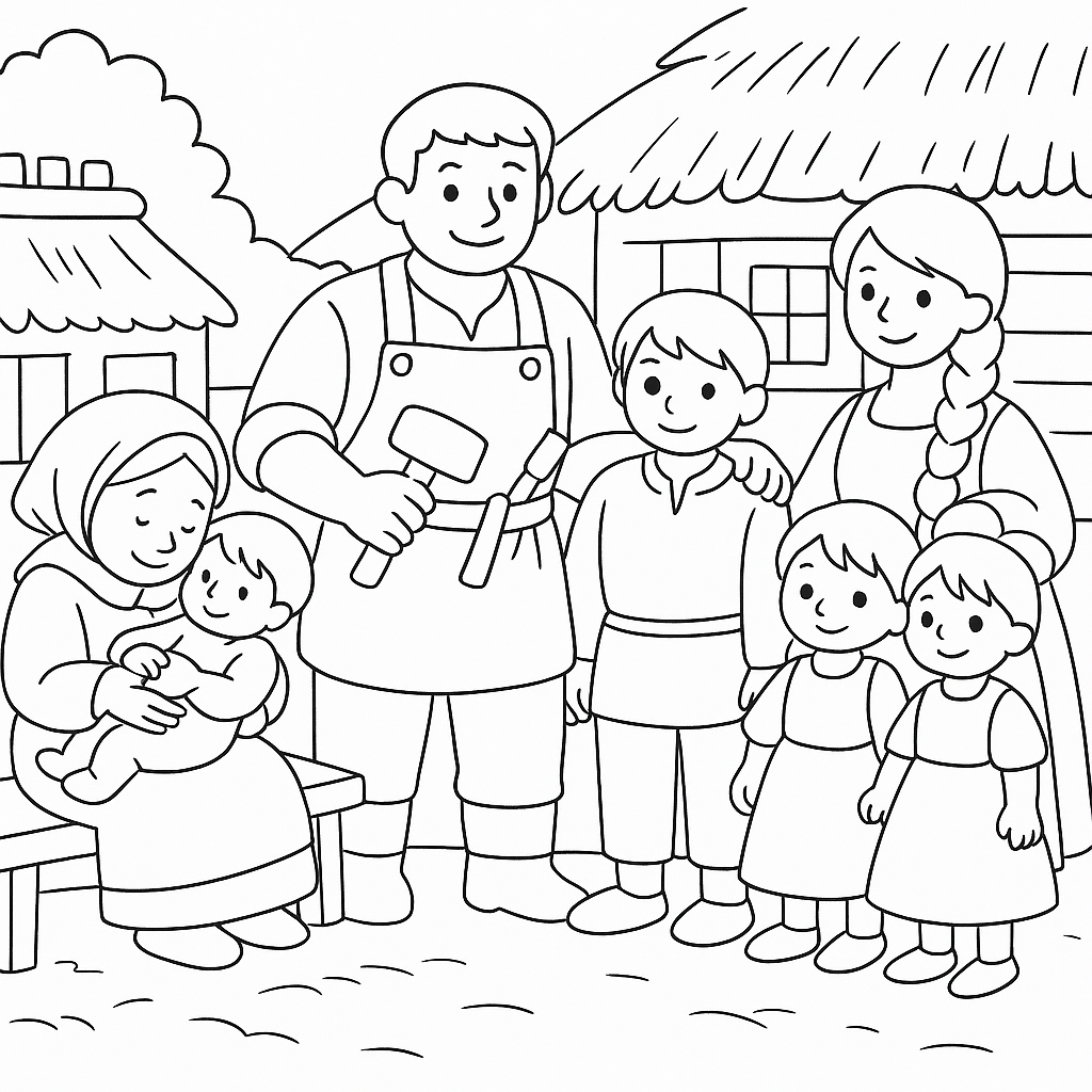 Раскраска по сказке "Авдотья рязаночка"