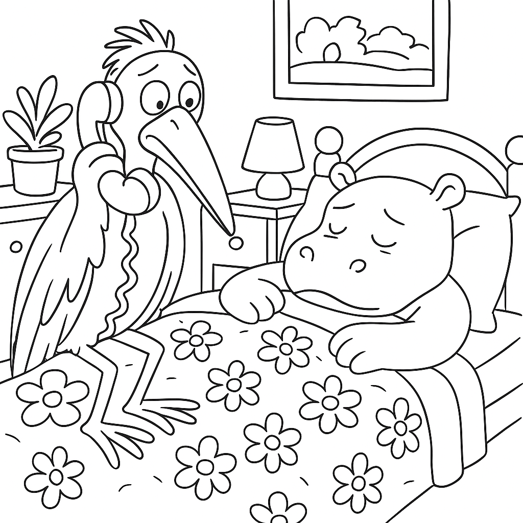 Раскраска по сказке "Про Бегемота, который боялся прививок"