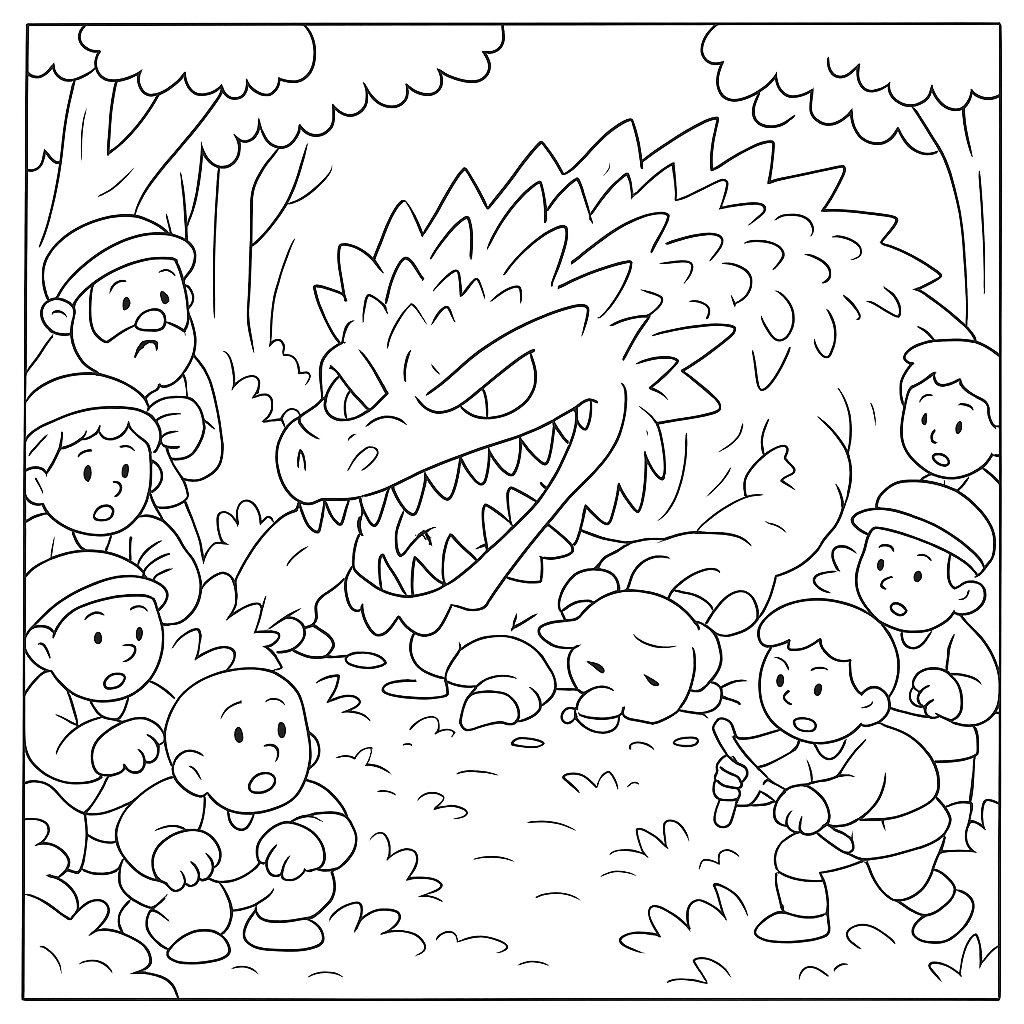 Раскраска по сказке "Дракон из тараскона"