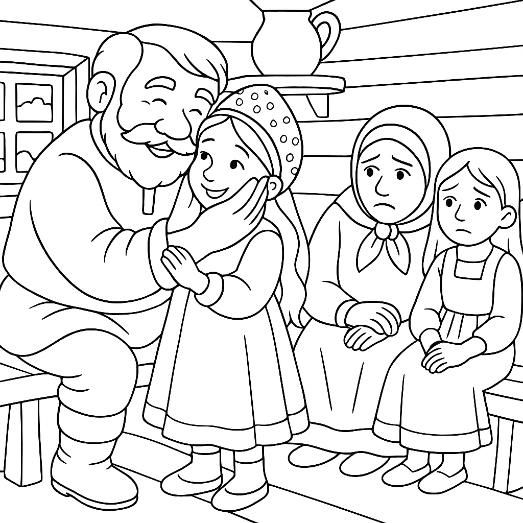 Раскраска по сказке "Волшебная дудочка"