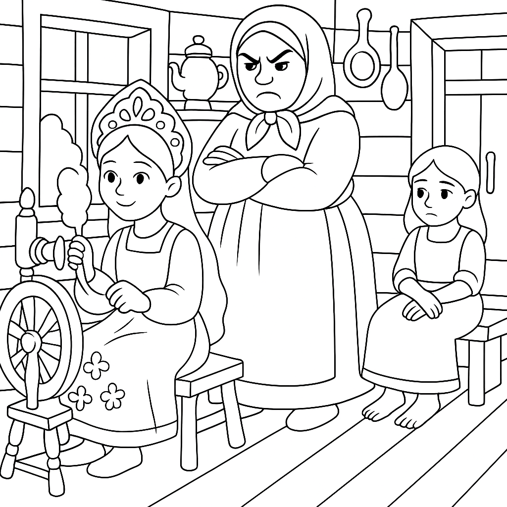 Раскраска по сказке "Волшебная дудочка"