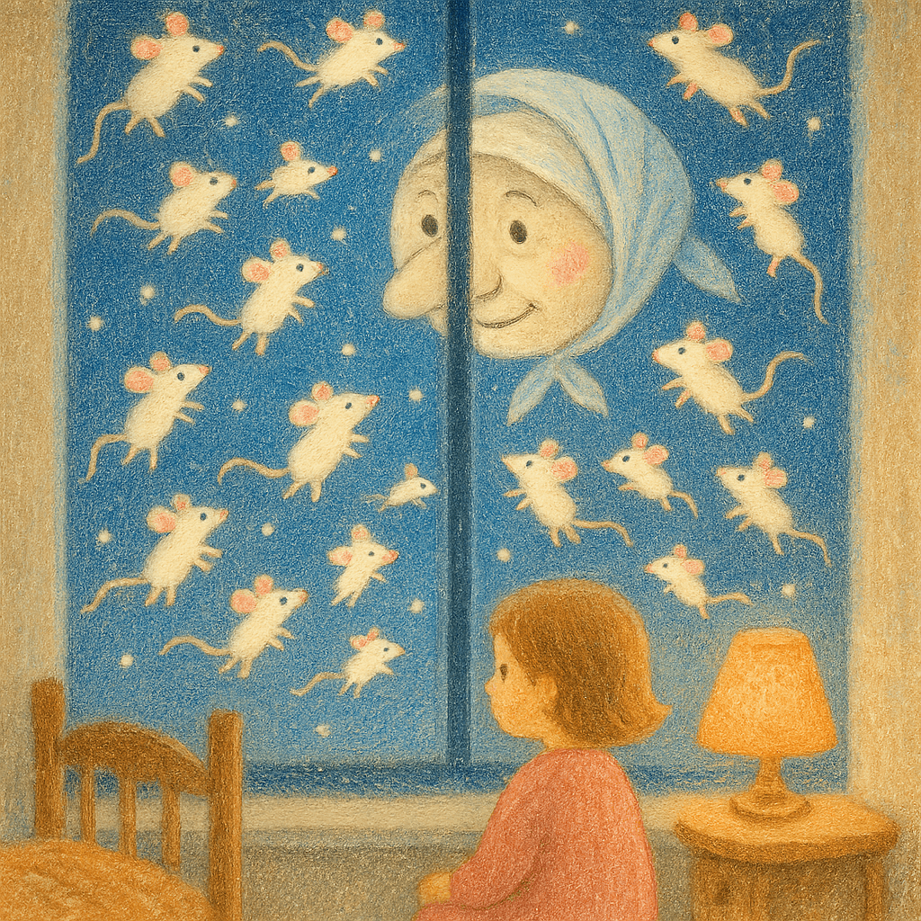 Белые мышки-звёзды бегают вокруг месяца за окном