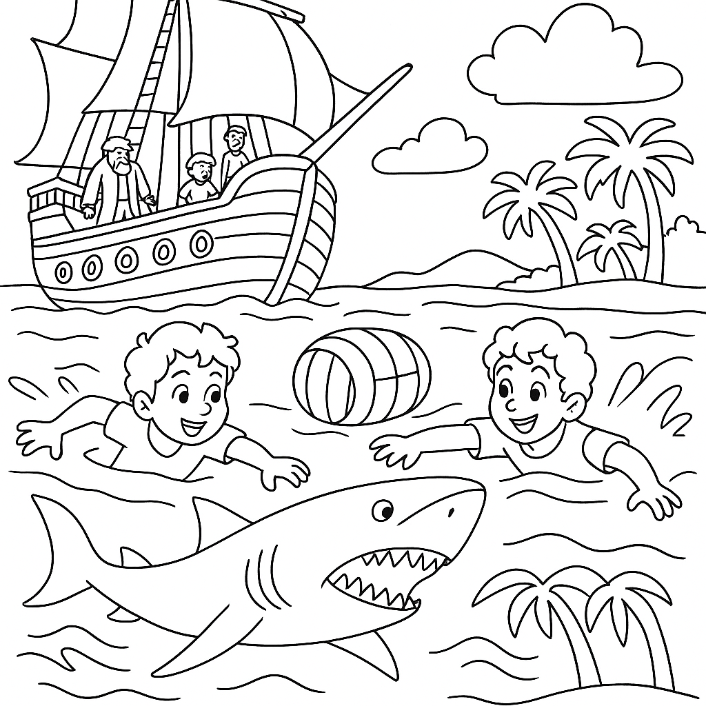 Раскраска по сказке "Акула"