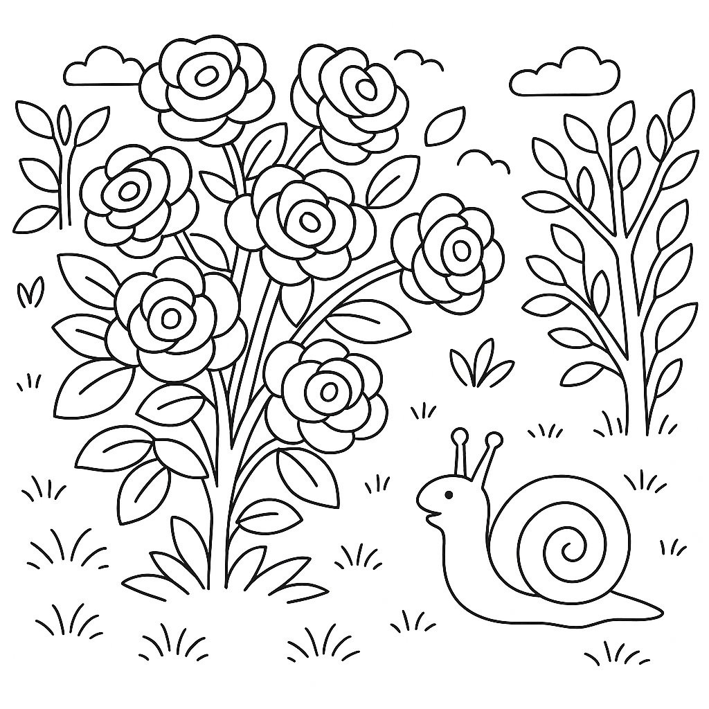 Раскраска по сказке "Улитка и роза"