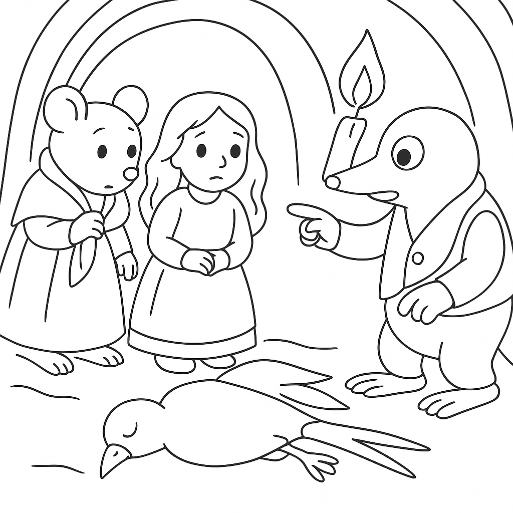 Раскраска по сказке "Дюймовочка"