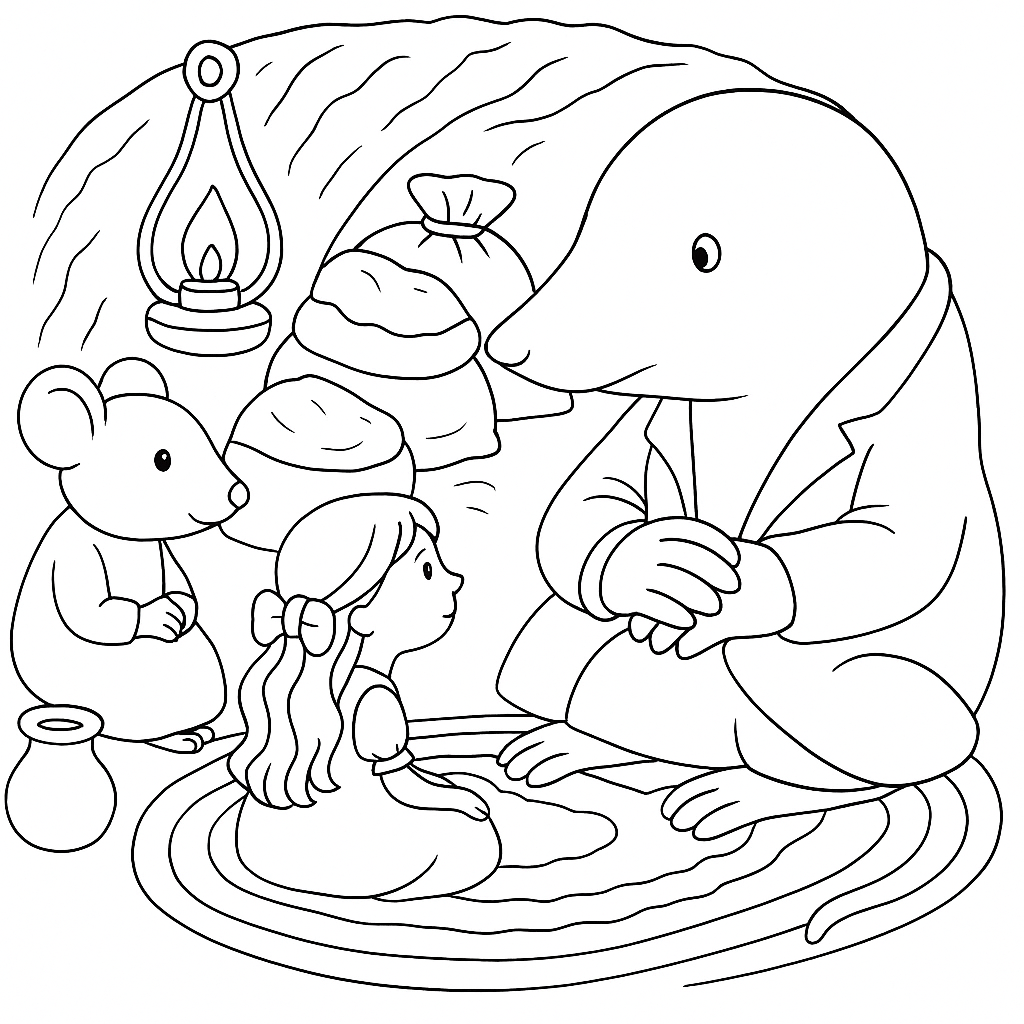 Раскраска по сказке "Дюймовочка"