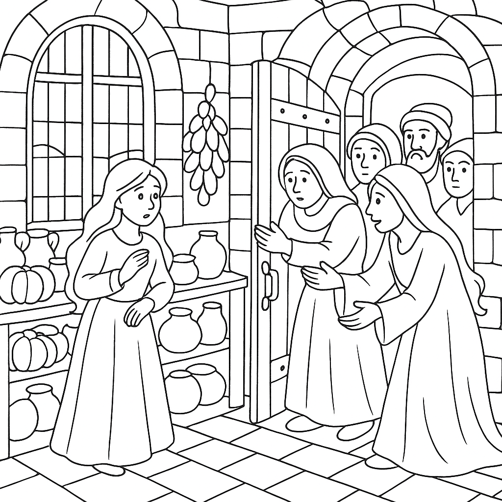 Раскраска по сказке "Золотое деревце и серебряное деревце"