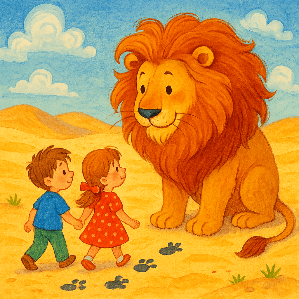 Ваня и Маша идут по пустыне, их встречает лев