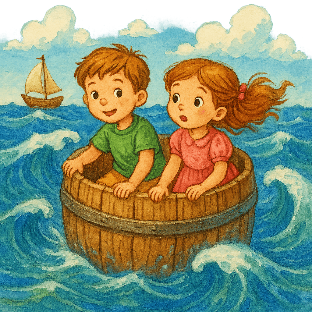 Ваня и Маша в дырявой бочке в море