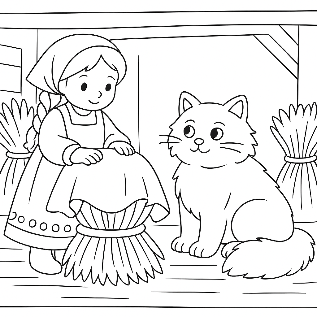 Раскраска по сказке "Соломенный жених"