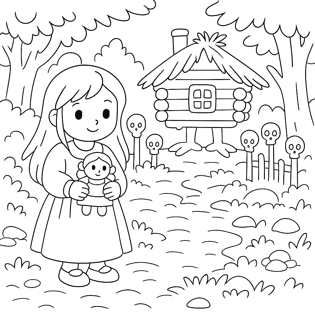 Раскраска по сказке "Василиса прекрасная"