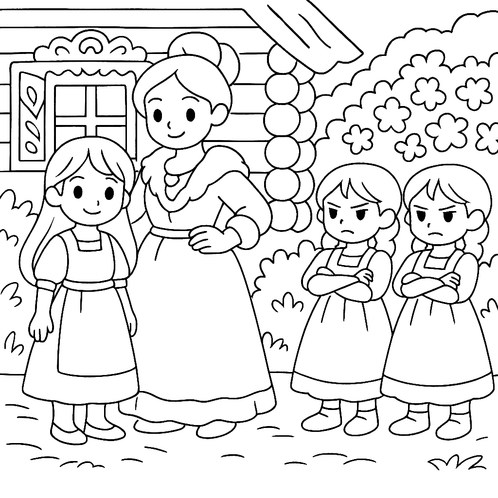 Раскраска по сказке "Василиса прекрасная"