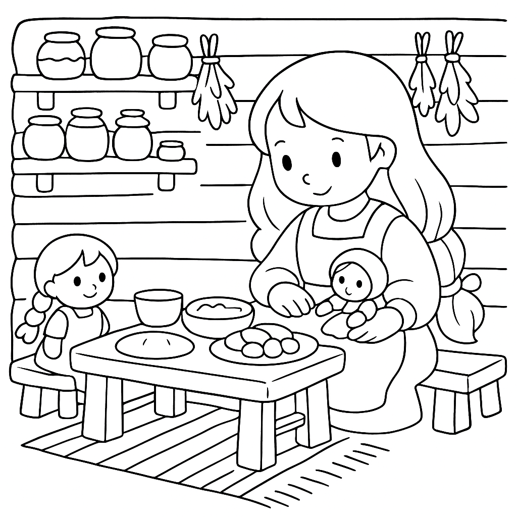 Раскраска по сказке "Василиса прекрасная"