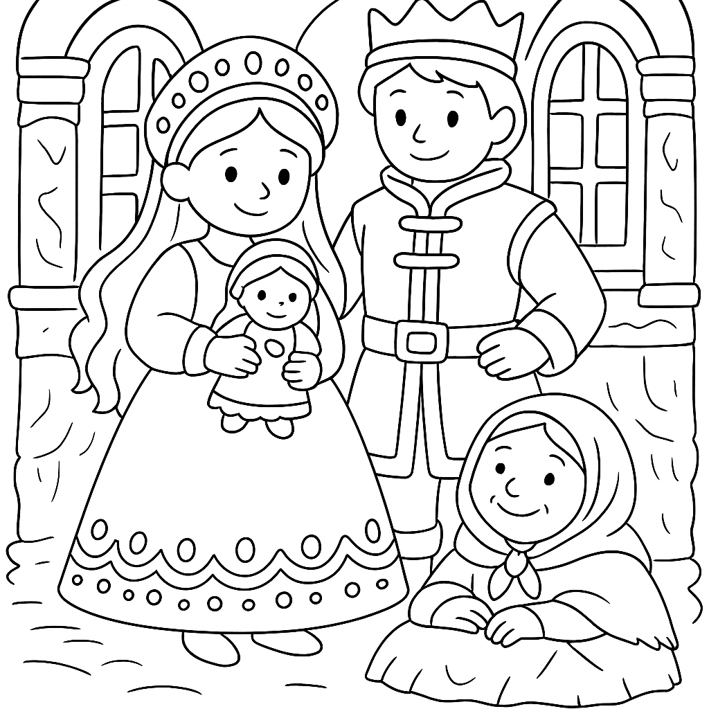 Раскраска по сказке "Василиса прекрасная"