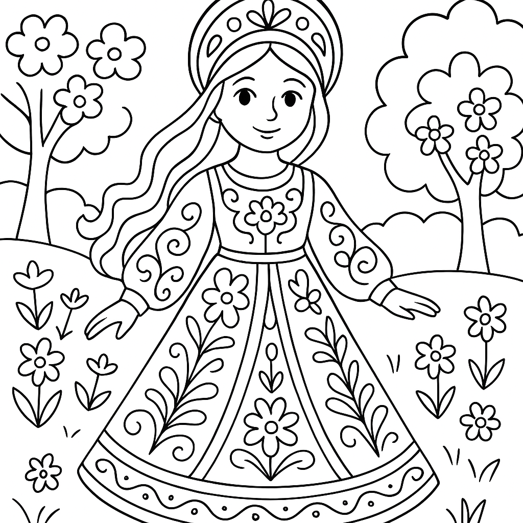 Раскраска по сказке "Иван Царевич и Царевна лягушка"