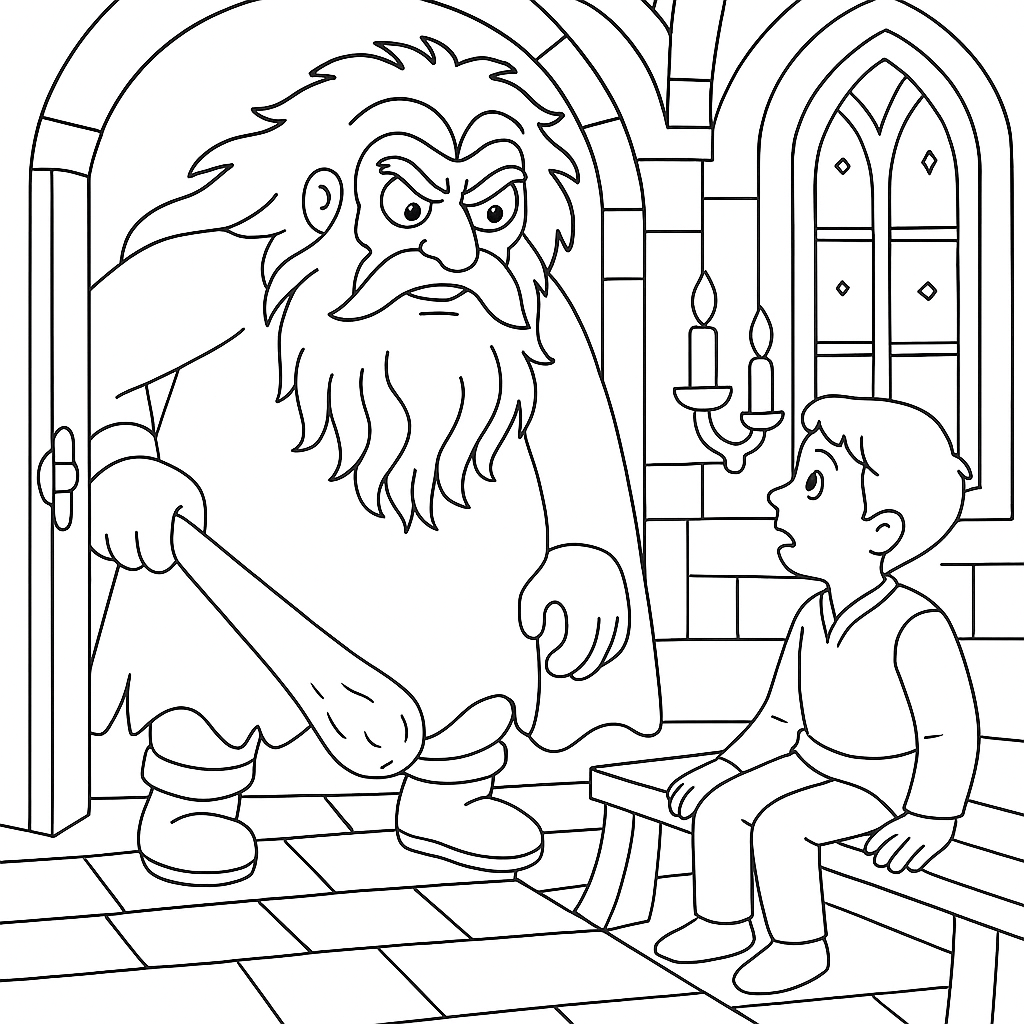 Раскраска по сказке "Великан Дреглин Хогин"