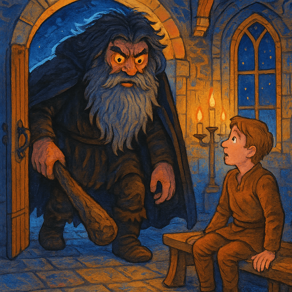 Великан Дреглин Хогин появляется перед старшим братом в зале замка.