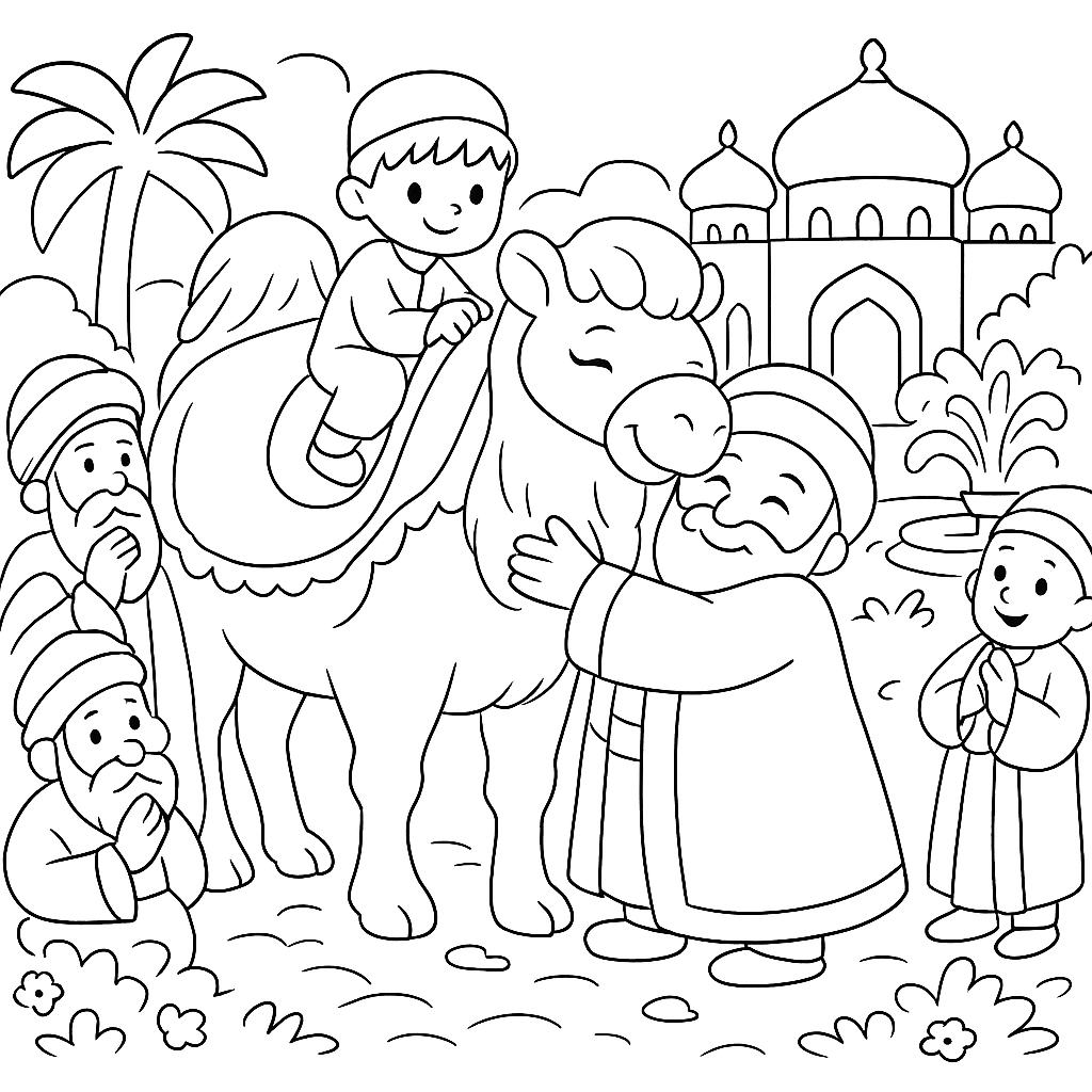 Раскраска по сказке "Говорящий верблюд"