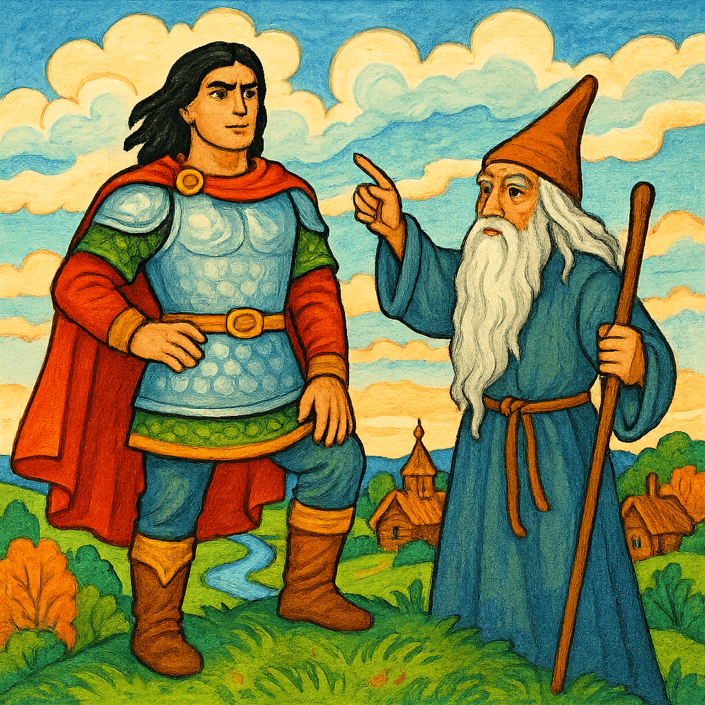 Олег и кудесник перед предсказанием