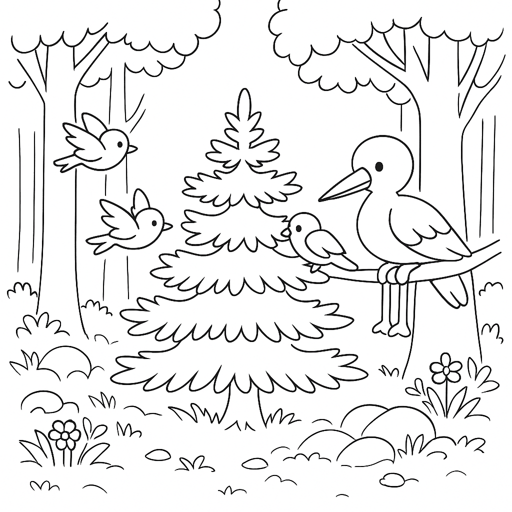 Раскраска по сказке "Ель - читать сказку"