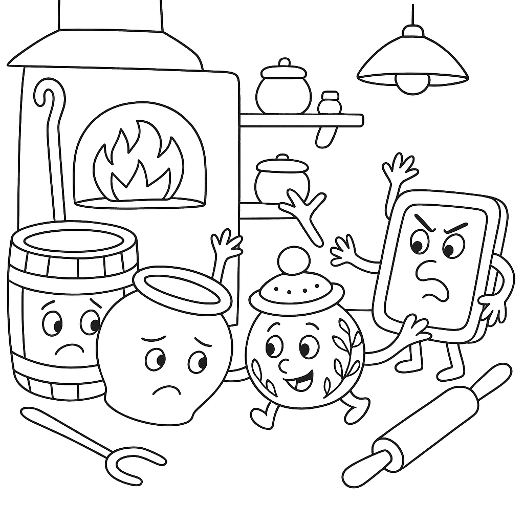 Раскраска по сказке "Горшок"