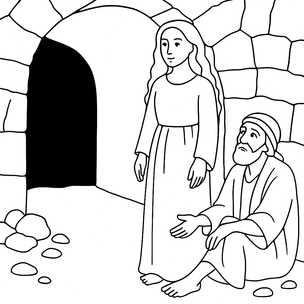 Раскраска по сказке "Нищий и счастье"