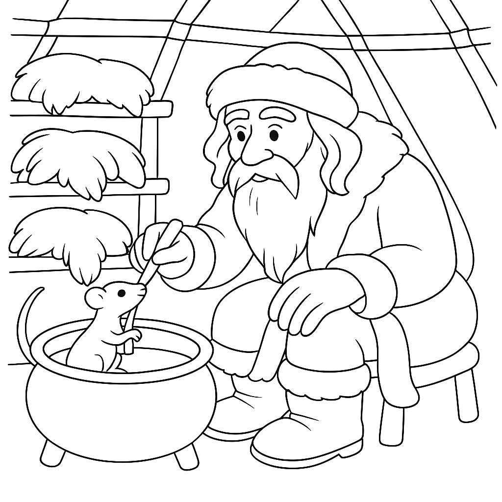 Раскраска по сказке "Почему у горностая кончик хвоста чёрный"