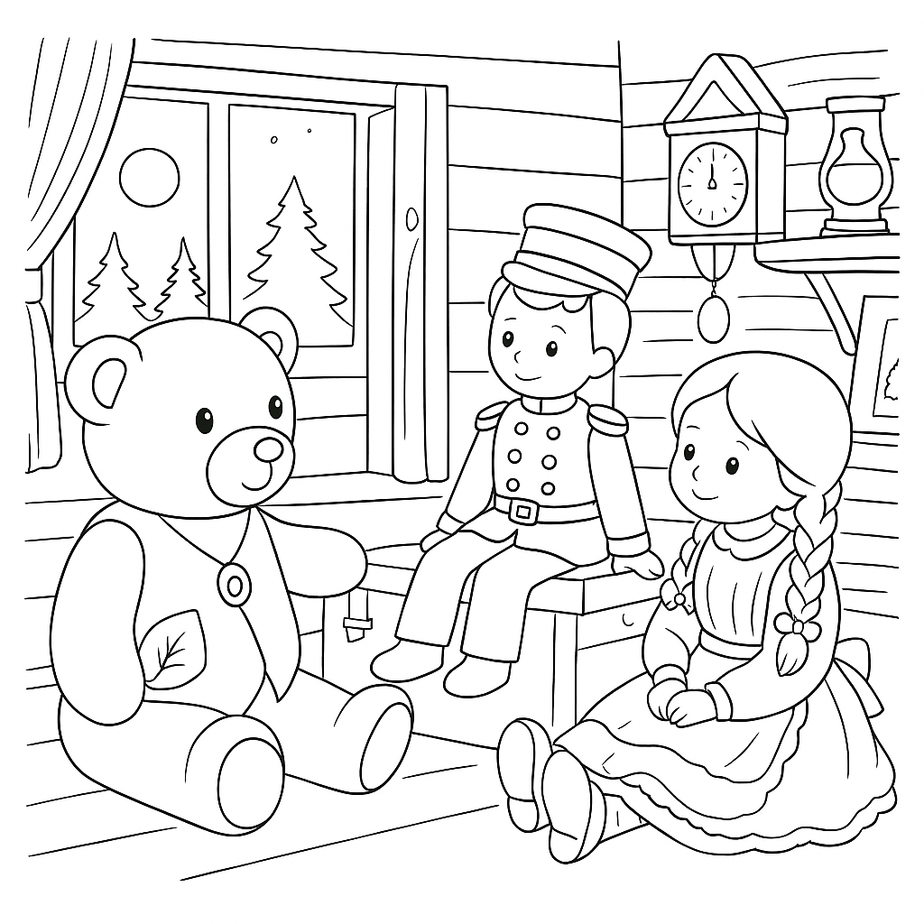 Раскраска по сказке "Праздник для медвежонка Миши"