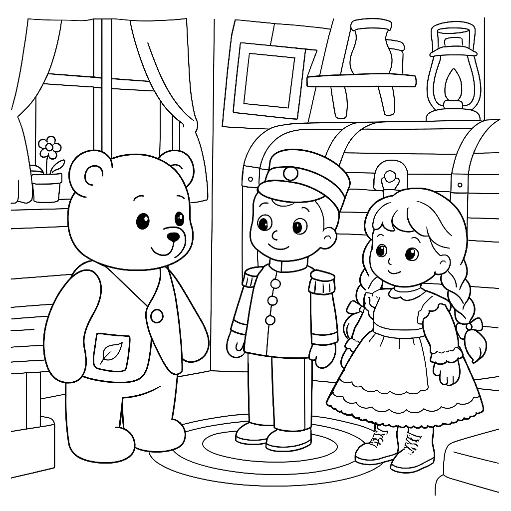 Раскраска по сказке "Праздник для медвежонка Миши"