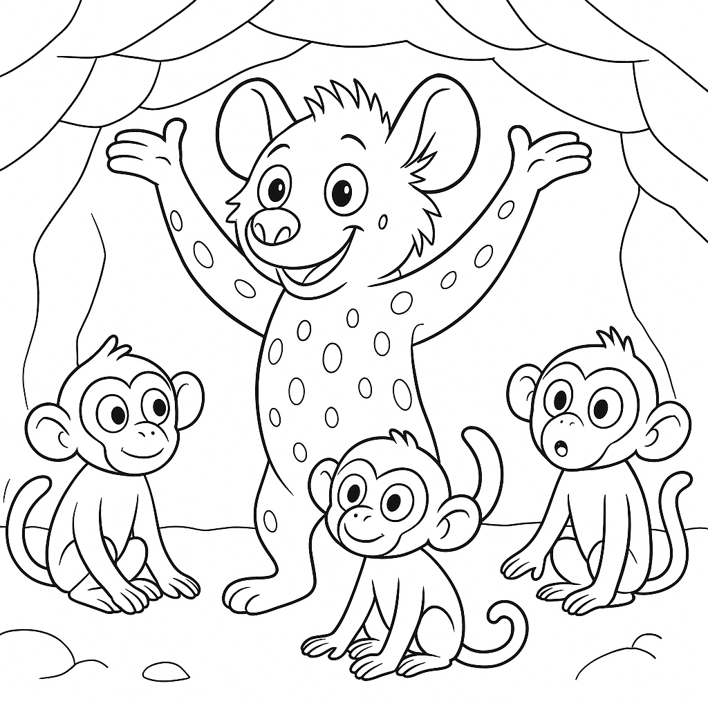 Раскраска по сказке "О том, как лиса обманула гиену"