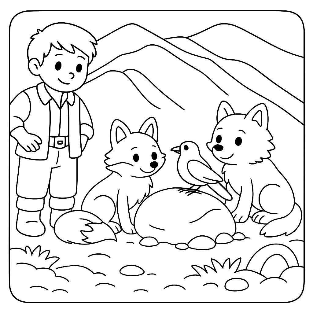 Раскраска по сказке "Щедрый и скупой"