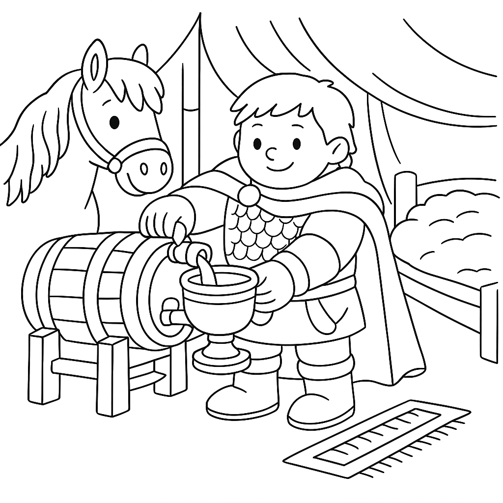 Раскраска по сказке "Бой добрыни с дунаем"