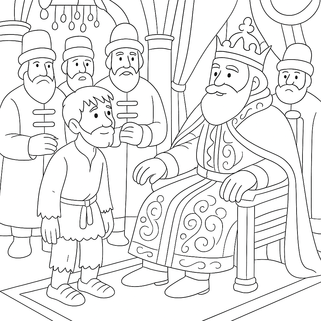 Раскраска по сказке "Мужик и царь"