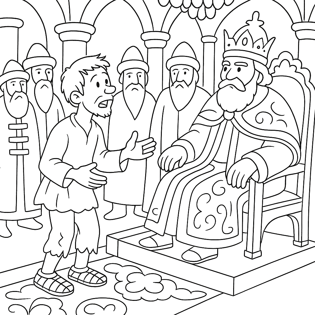 Раскраска по сказке "Мужик и царь"