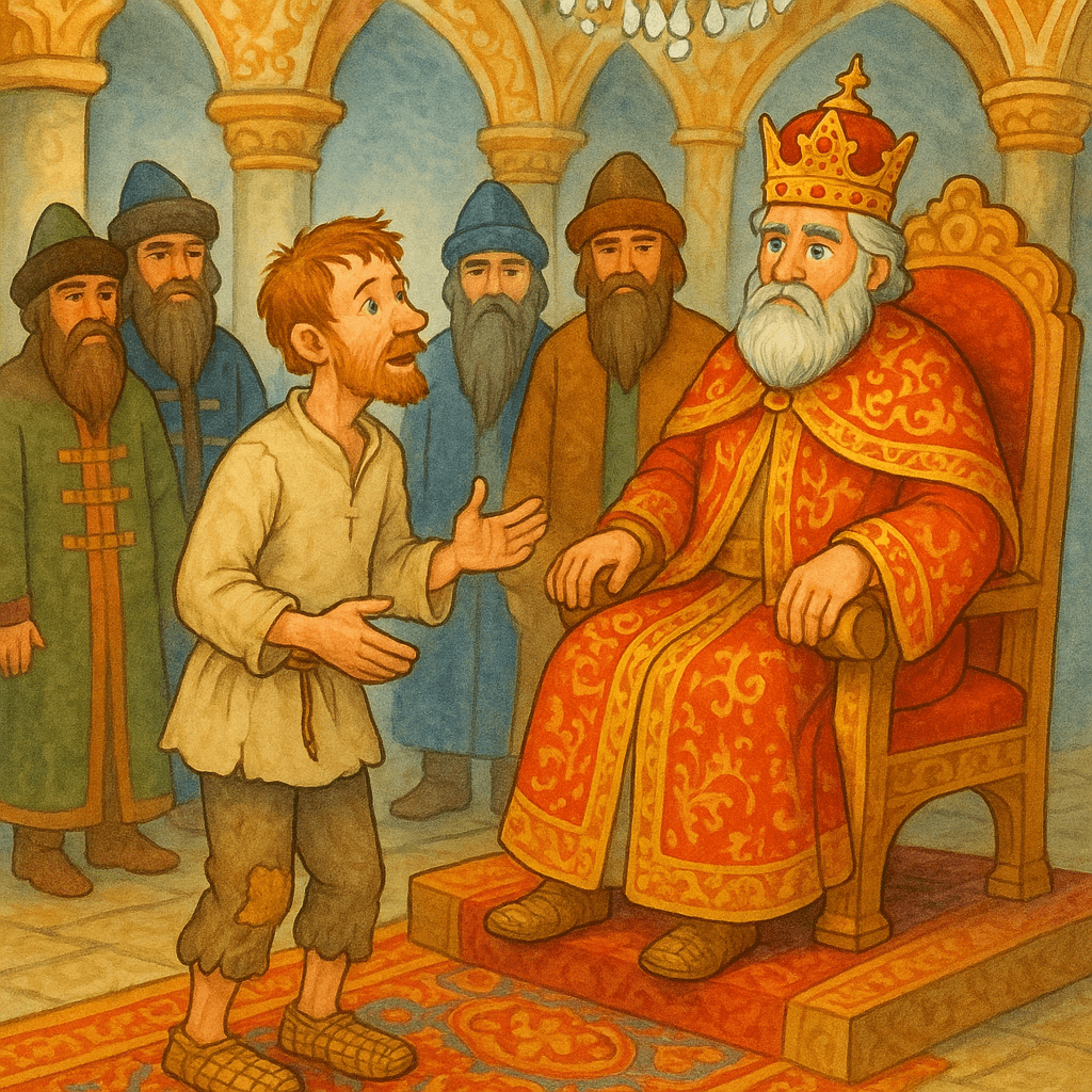 Мужик рассказывает сказку царю и боярам