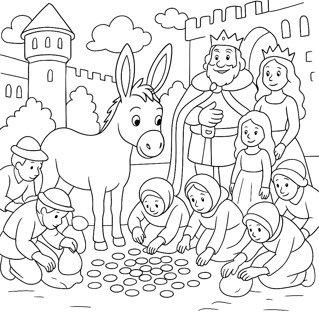 Раскраска по сказке "Ослиная шкура"