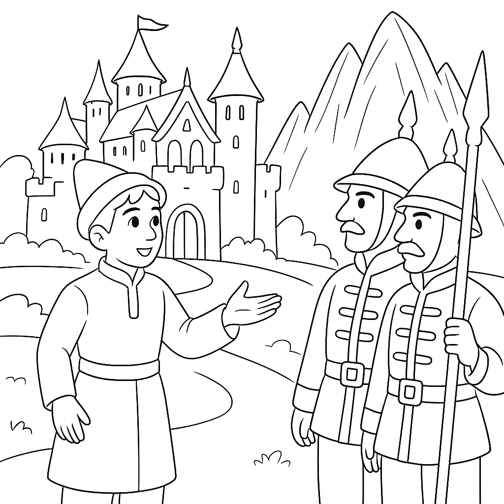 Раскраска по сказке "Хрустальная гора"