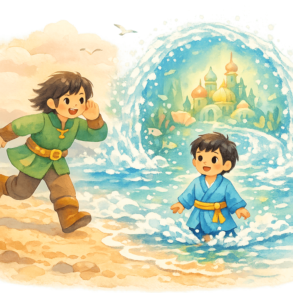 Воин встречает морского мальчика и путь открывается в царство Дракона