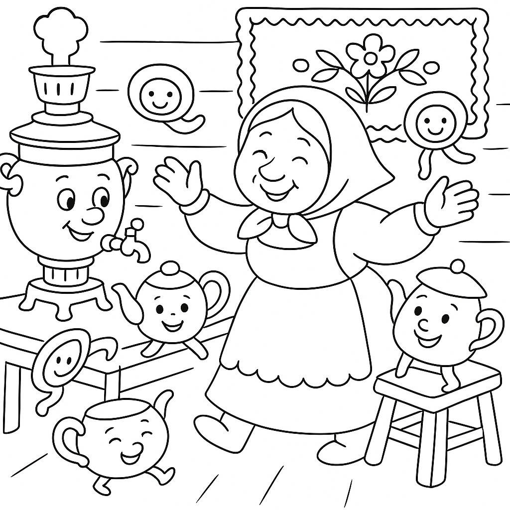 Раскраска по сказке "Федорино горе"