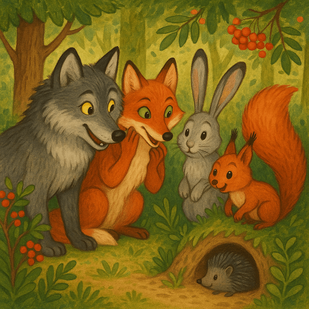 Лесные звери шепчутся про храброго ежа