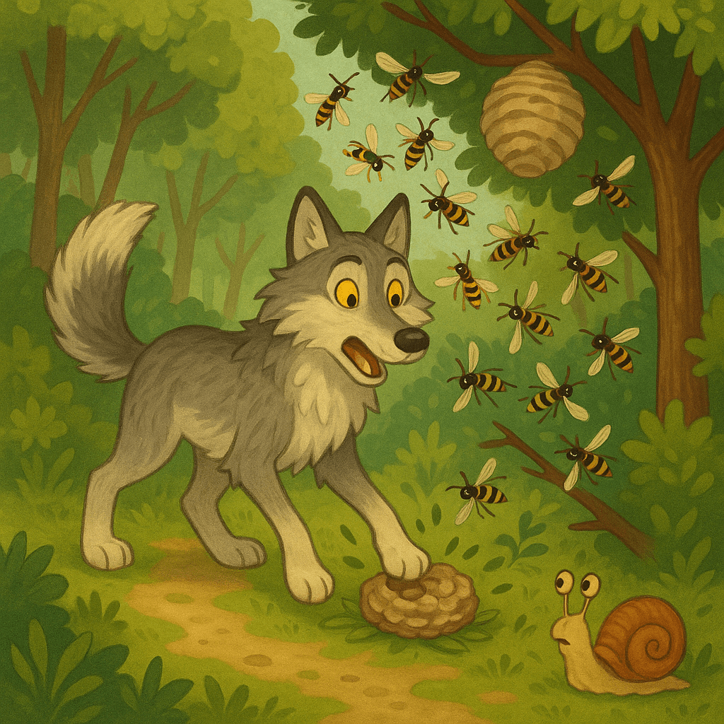 Волк наступил на осиное гнездо