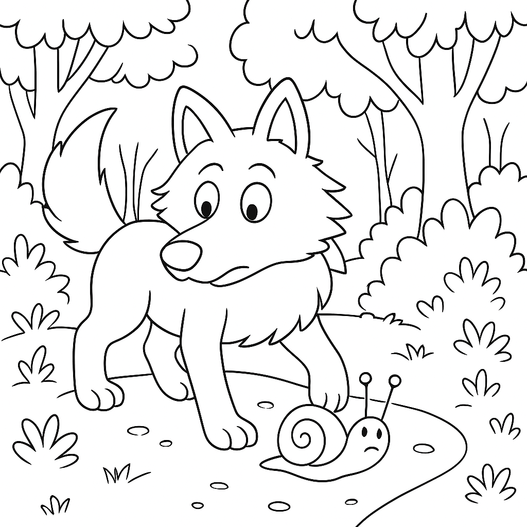 Раскраска по сказке "Волк, улитка и осы"